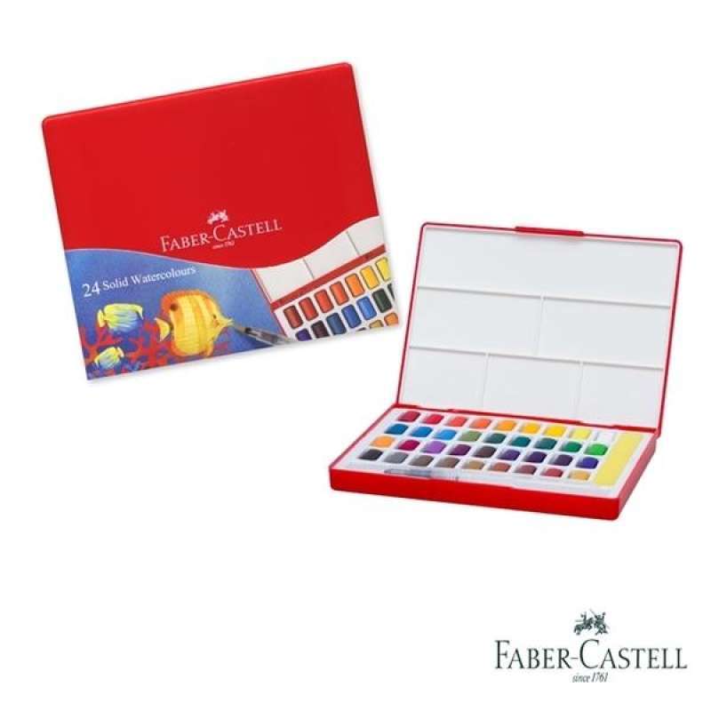 Jual (Faber-Castell)Faber-Castell Red Portable Watercolor Set 24 Colors Di Seller Pchomesea Official Store - Taiwan | Blibli