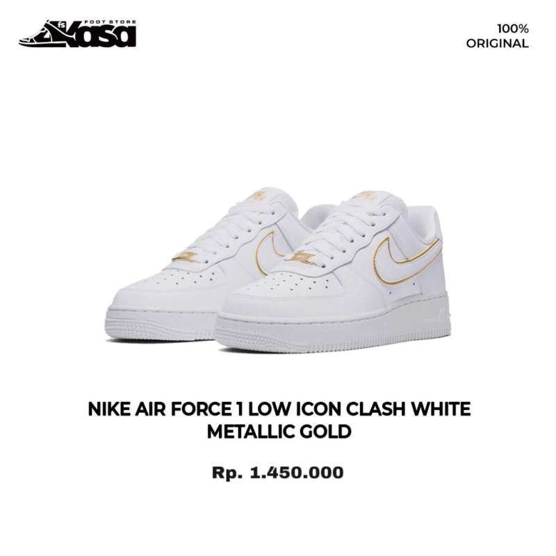 Jual AIR FORCE 1 LOW ICON CLASH WHITE METALLIC GOLD di Seller