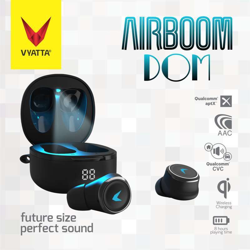 Jual Airboom Dom TWS Bluetooth Earphone QCC Aptx Auto Pairing
