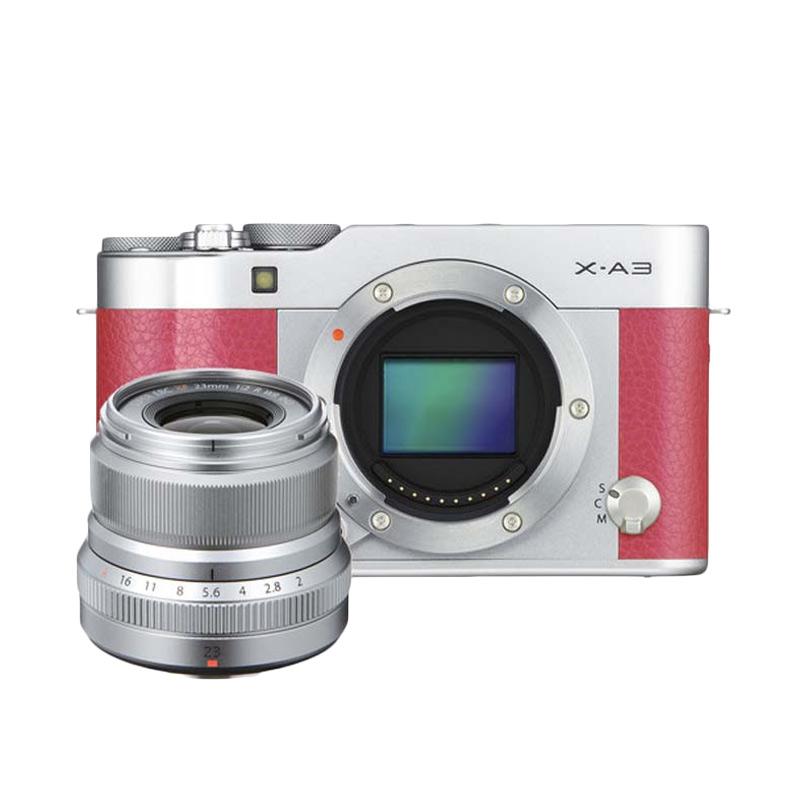 Fujifilm X-A3 Body + XF23mm f/2.0 Kamera Mirrorless - Pink + SD Card 16gb