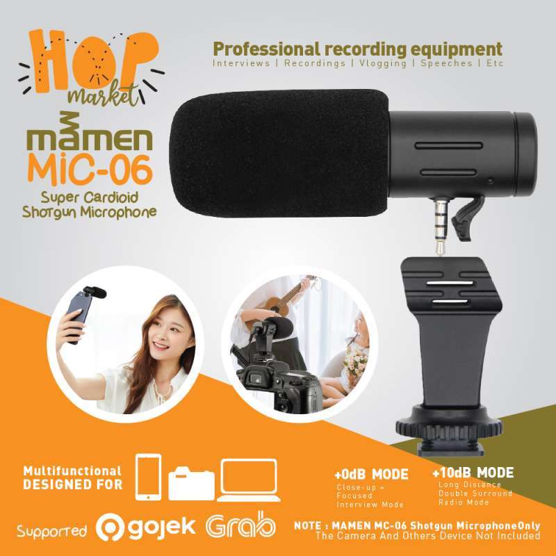 mamen mic 06 shotgun mic vlogging microphone for vlog camera mirrorless dslr smartphone hp