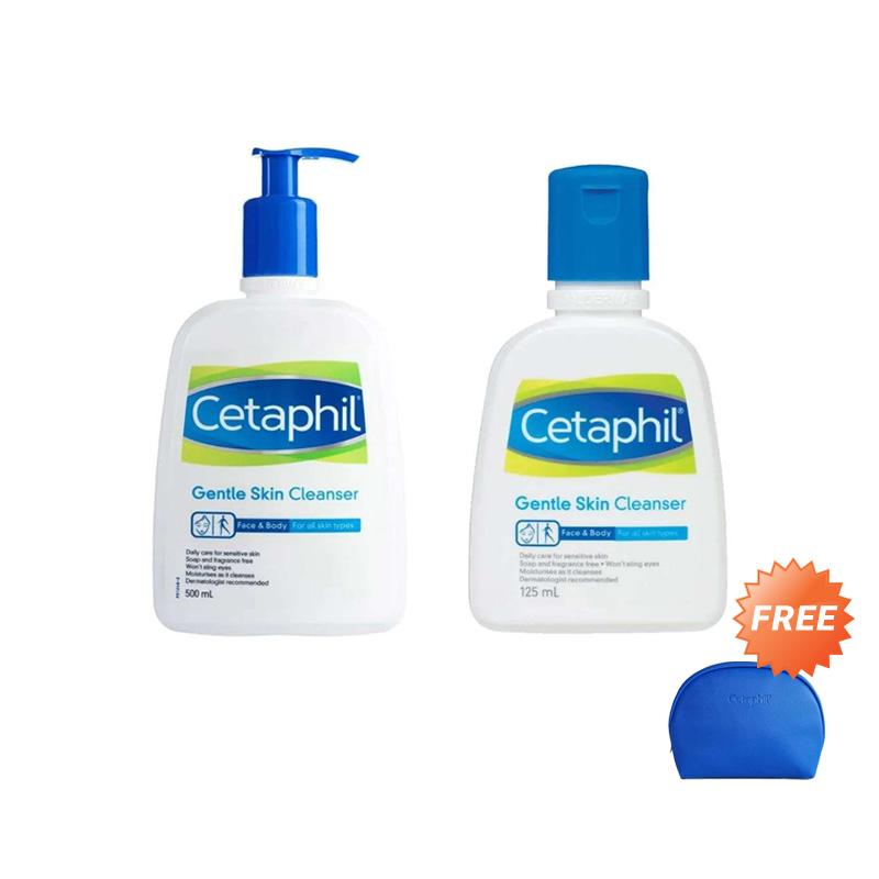 Cetaphil Gentle Skin Cleanser 500 Ml Dan Cetaphil Gentle Skin Cleanser 125 Ml Free Pouch Kerang Terbaru Agustus 2021 Harga Murah Kualitas Terjamin Blibli
