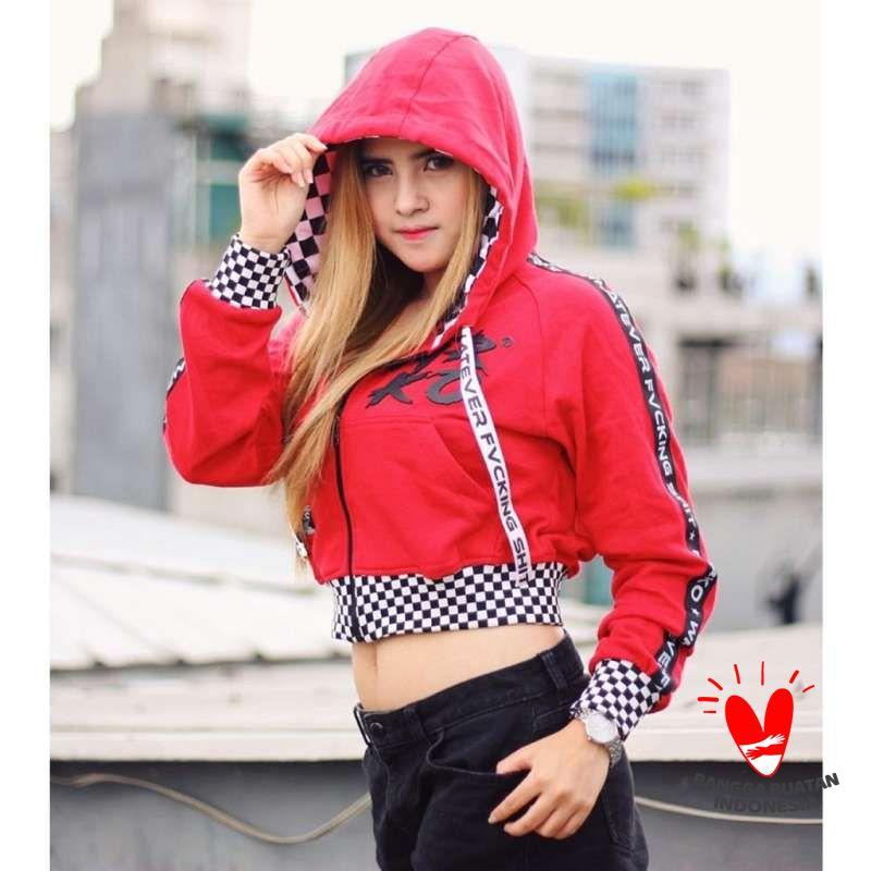 Jual Jaket Sweater Hoodie Crop Zipper Leaf Premium Distro Checkerboard Merah Mrko105 Di Seller Acila Store Muktisari Kab. Ciamis Blibli