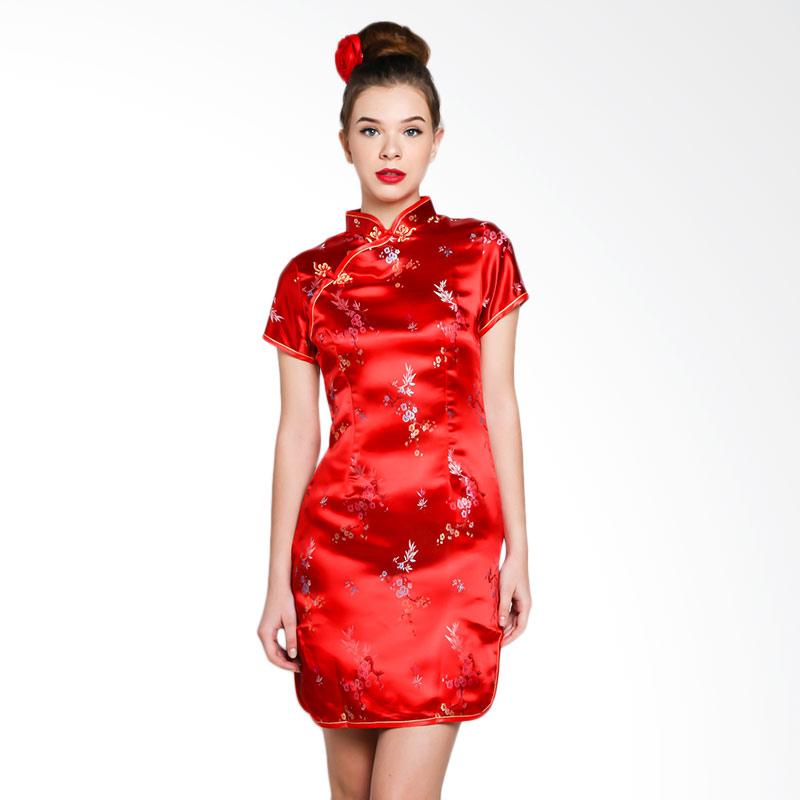 red flower mini dress