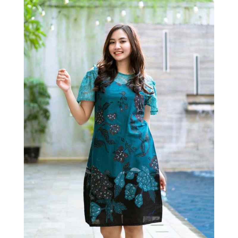 Jual Dress Batik Dress Batik Mix Brokat Dress Brokat Atasan