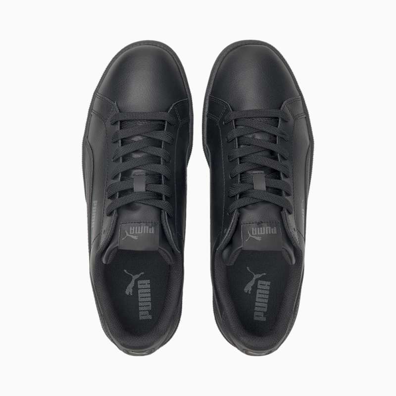 black puma leather trainers