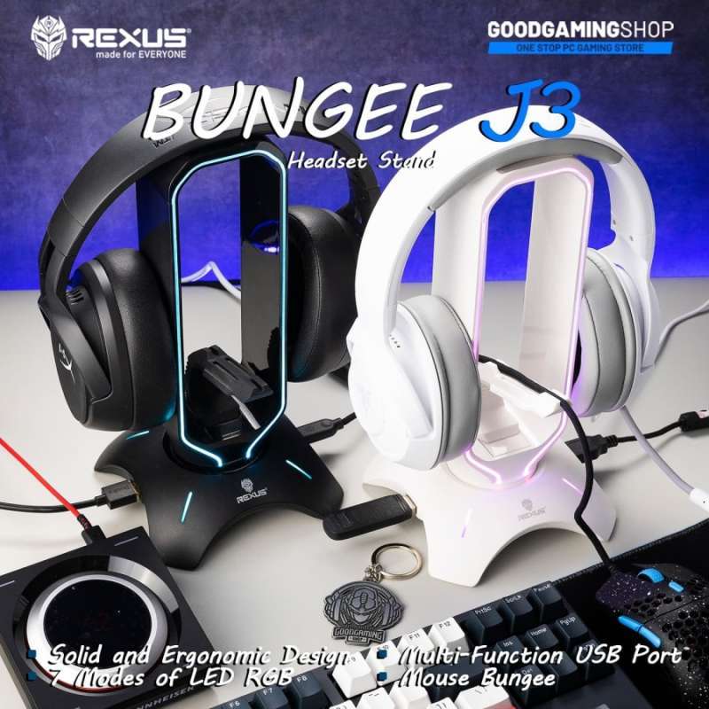 Rexus Headset Stand Bungee J3 RGB with USB Hub