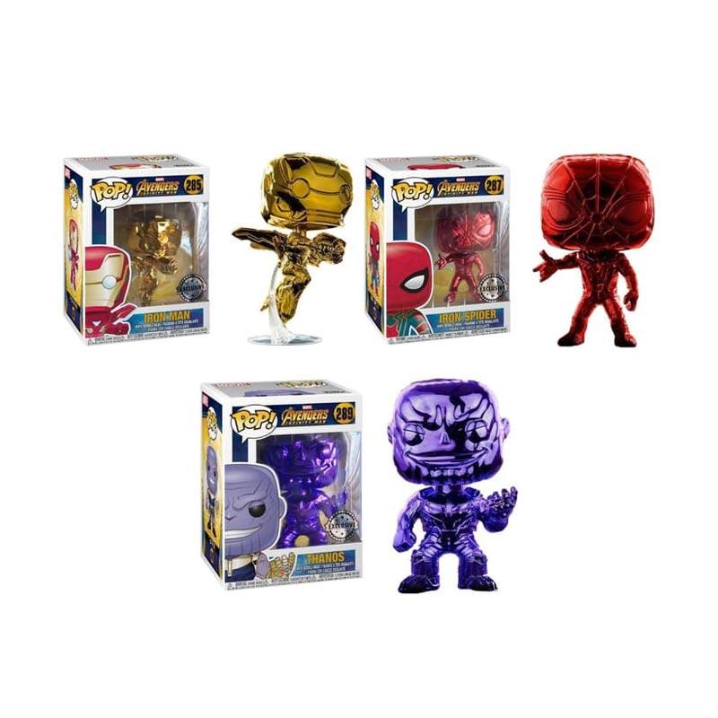 Funko POP! Avengers Infinity War Iron Man Iron Spider Thanos Chrome Mainan  Vinyl