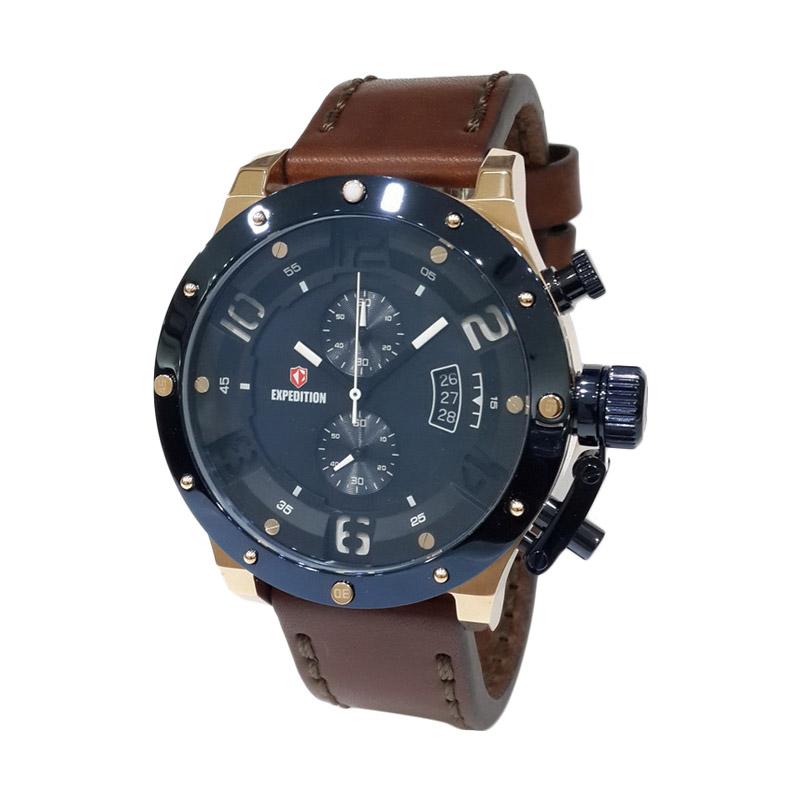 Promo Expedition Leather Strap Jam Tangan Pria Navy Rose Gold