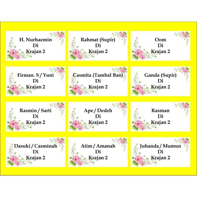 Jasa Print Label Nama Undangan Pernikahan 103 , 120 pcs