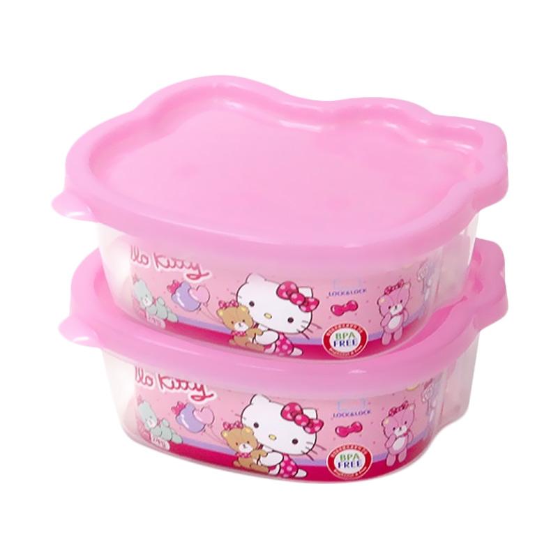 LocknLock Hello Kitty Mascot Food Container Tempat Makan Anak - Pink [470 mL x 2