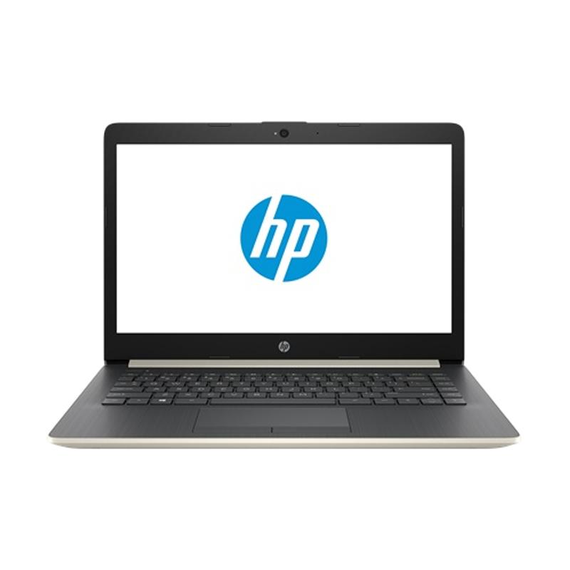 HP 14-CK0007TX Laptop - Emas, dengan Intel Core i3, Grafis AMD Radeon, RAM 4GB, HDD 1TB, dan layar 14. Ideal untuk mahasiswa dan pekerja kantor