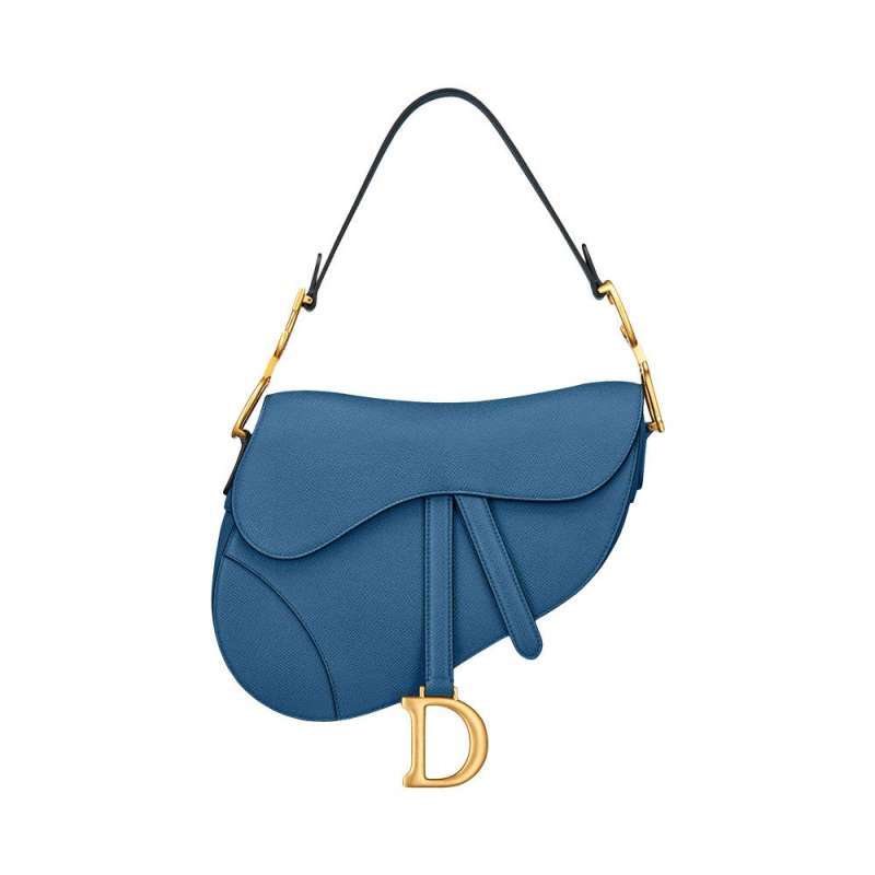 Jual Christian Dior Saddle Bag Steel Blue Grained Ghw di Seller