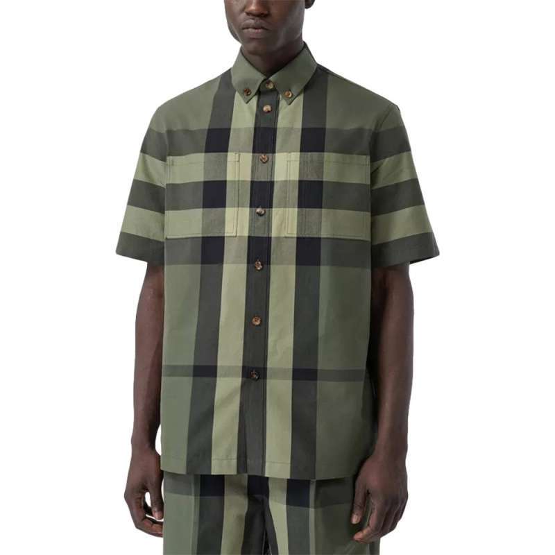Check Cotton Shirt Military Green 