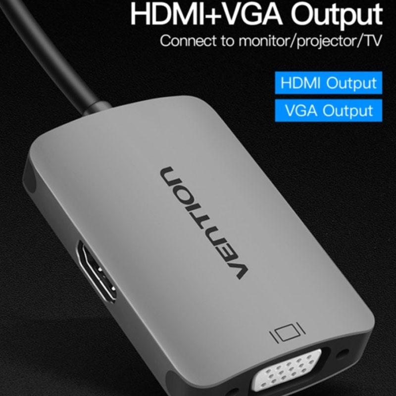 vention cgkha usb type c to vga and hdmi converter adapter