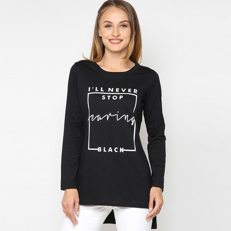 Jual Mobile Power A102 Text Printing T Shirt Lengan Panjang Wanita Black Terbaru November 2021 Harga Murah Kualitas Terjamin Blibli