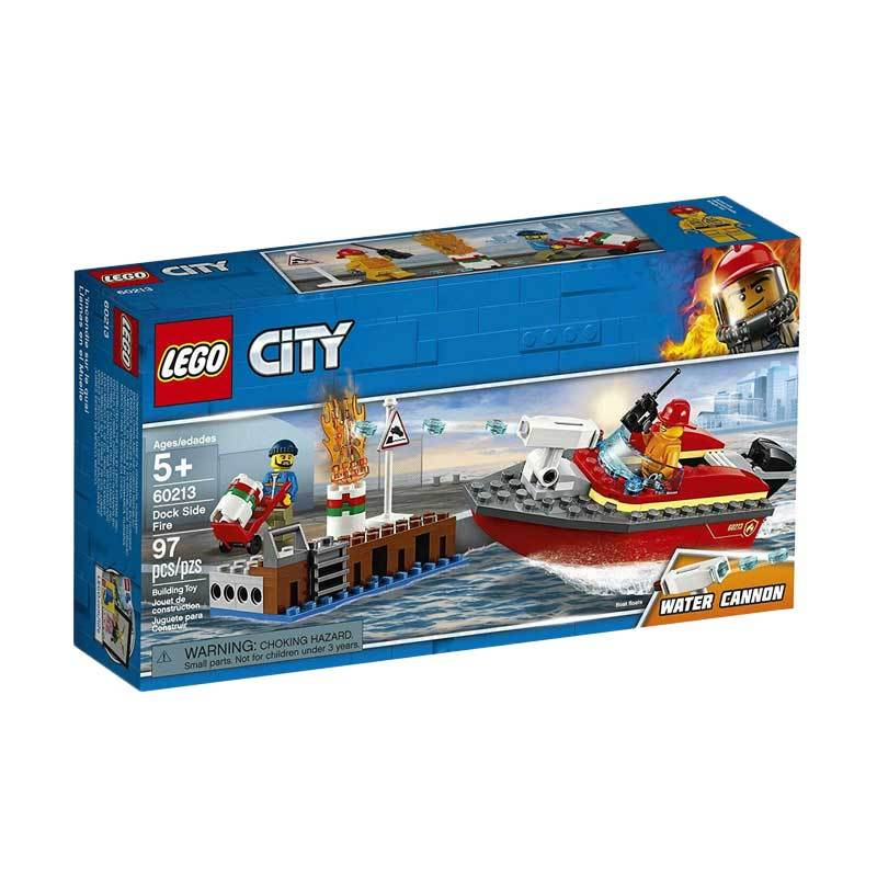 LEGO City 60213 Dock Side Fire Mainan Blok Stacking Toys
