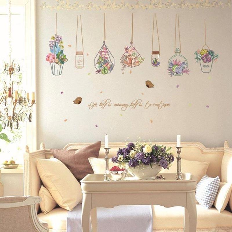 Jual Bluelans Cartoon Flower Pot Basket Diy Wall Art Sticker