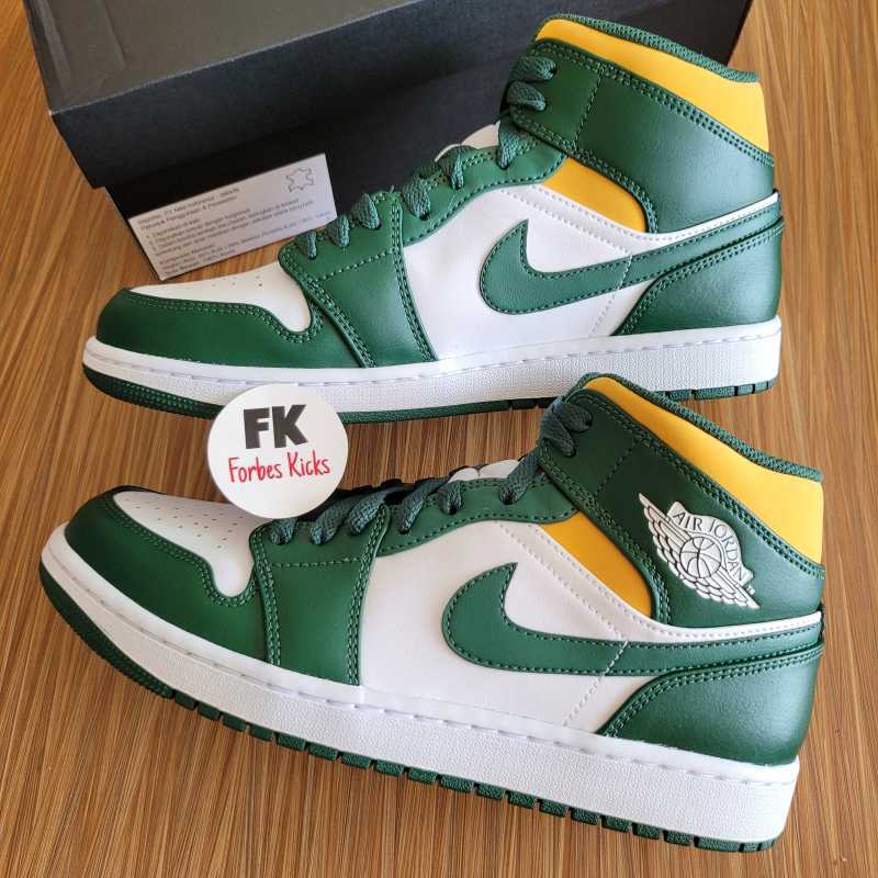 HOT Mid Air Jordan Green And Red Air Jordan Mid Sonics || Pine