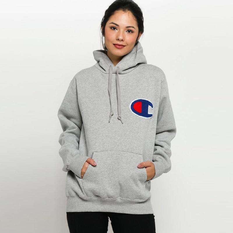 Jual Champion Big C Hoodie Sweater Wanita M Gray di Seller True