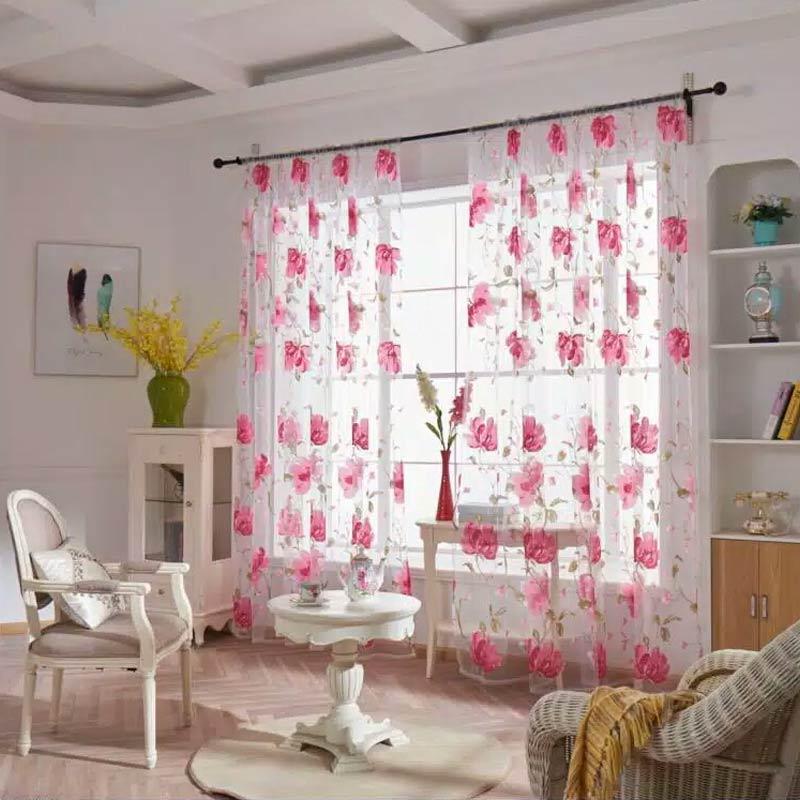 Jual Arsya Shop Motif Bunga Tulip Mekar Tirai Jendela Dan