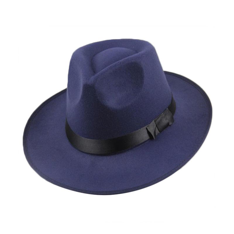 Wide Brim Fedora Panama Felt Hat 