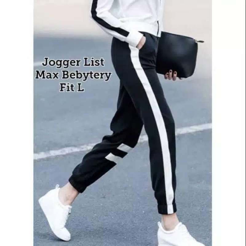 Jual Celana Joger Unisex Stripe Double List Sport Training Korean