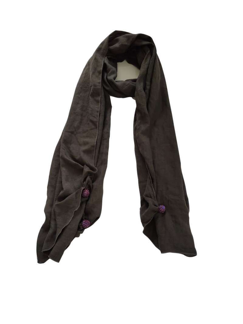 Jual Syal Leher Polos Scarf Leher Voal Pasmina Panjang Abu Tua