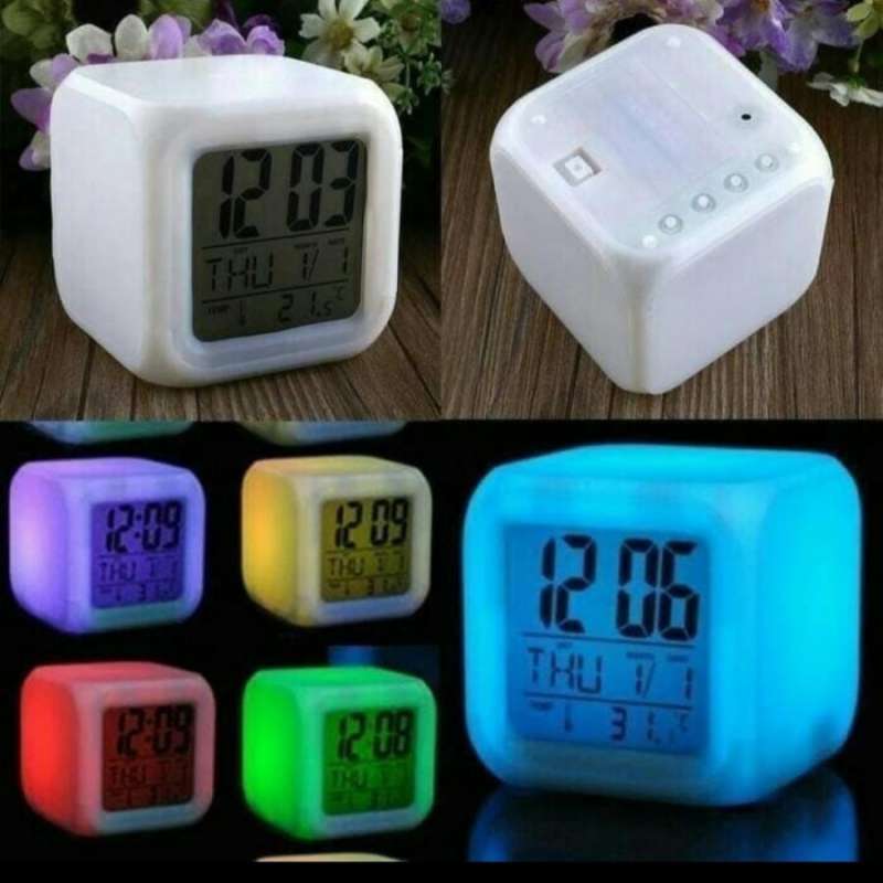 Jam digital Alarm 7 warna Calender suhu tanggal