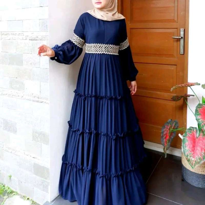 Promo Alya Maxi Dress Baju Dress Variasi Renda Ruffle Di