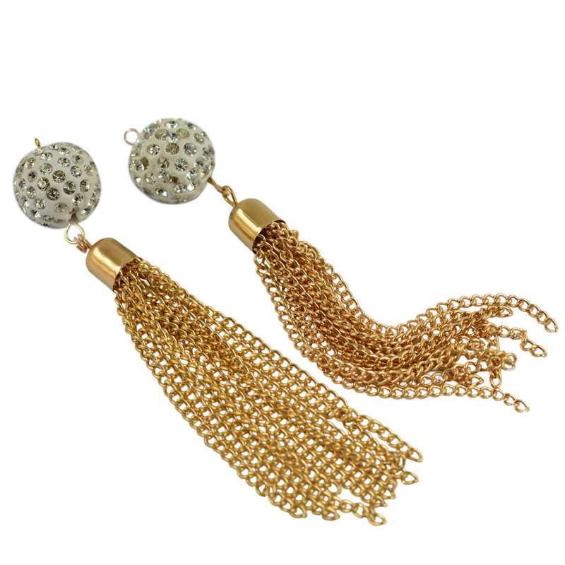 Promo 2x2pcs Crystal White Beads Gold 