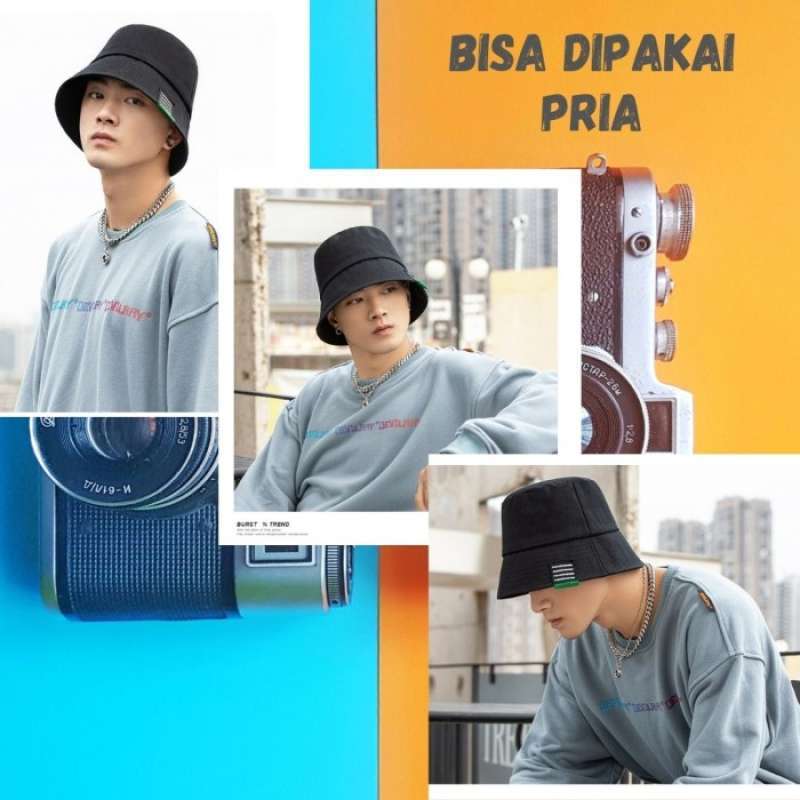 Topi Bucket Cowok Cewek Korea di Seller 