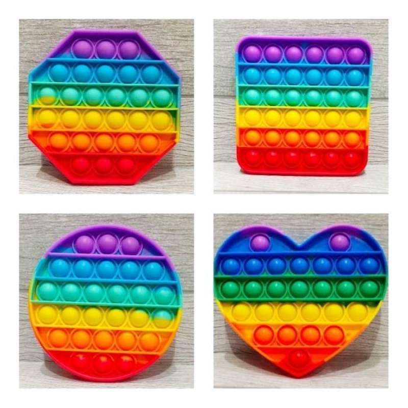 Mainan Penghilang Stress FIDGET PUSH POP IT BUBBLE RGB 6x6 Rainbow
