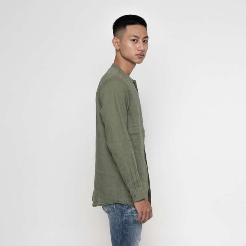 Jual Linen Shirt - Army di Seller 