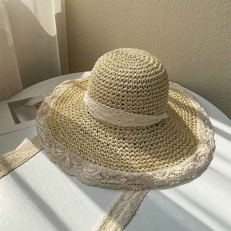 Promo Women Sun Straw Hat Foldable with 