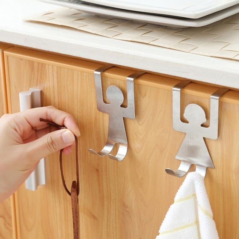 Jual Best Kitchen Stainless Steel Shaped Door Back Hook Storage 2