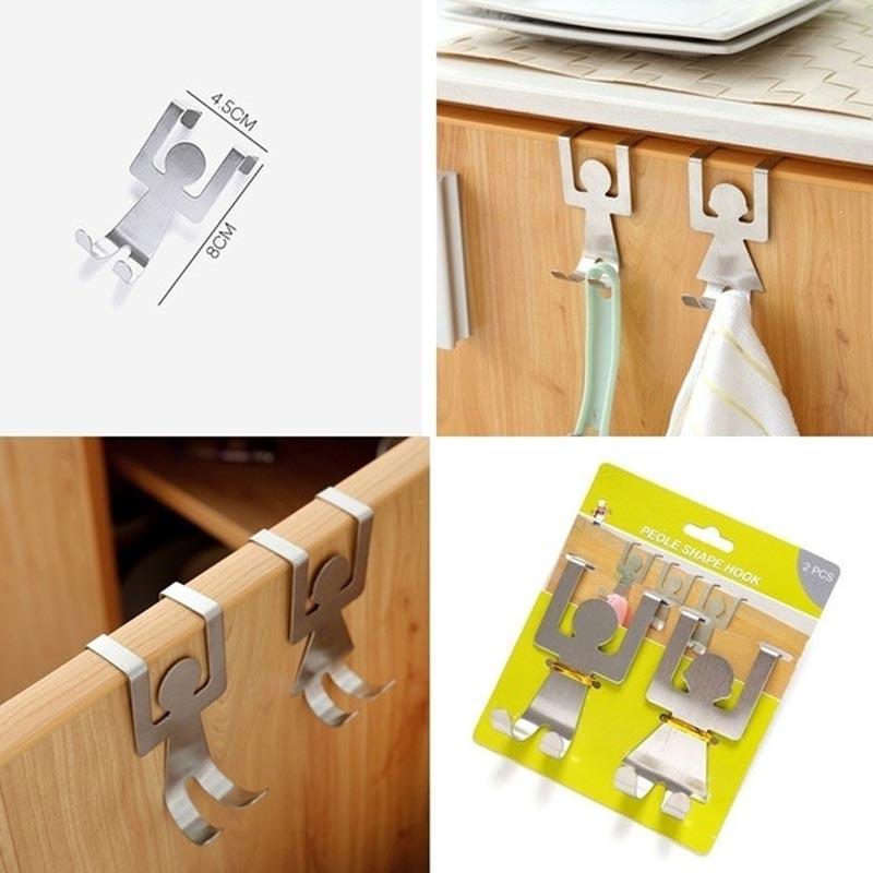 Jual Best Kitchen Stainless Steel Shaped Door Back Hook Storage 2
