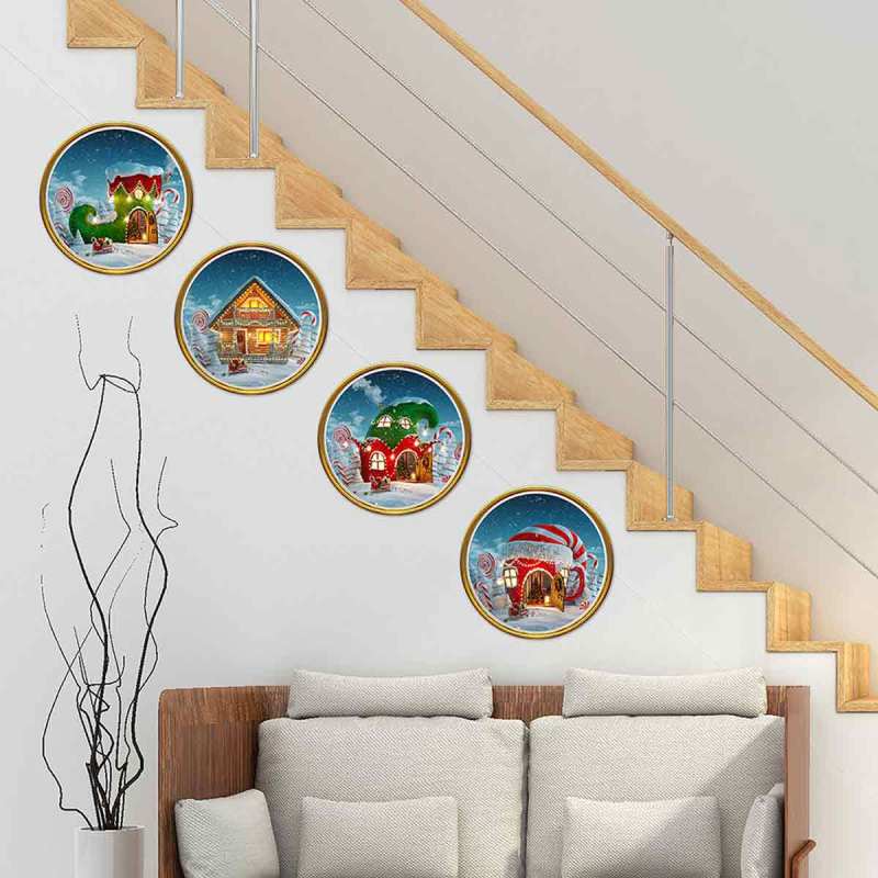 Jual Bluelans 4pcs Christmas Santa Gift Box Snow Cabin Diy Window