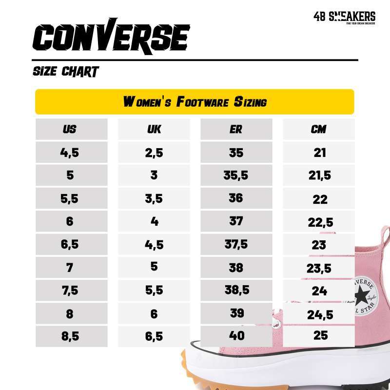 Converse 70 store size chart