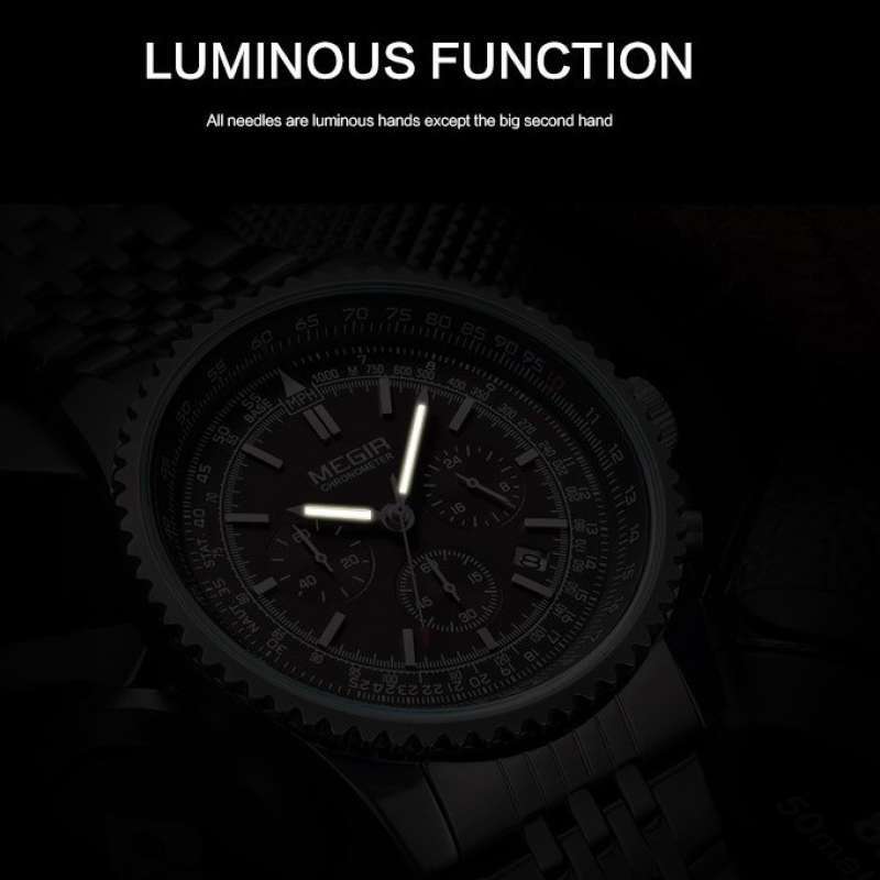 Promo MEGIR 2008 Jam Tangan Pria Analog Chronograph Tali Stainless