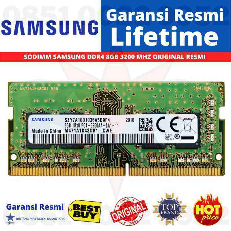 SAMSUNG DDR4 SODIMM 8GB PC 25600 3200 MHz ORIGINAL RESMI