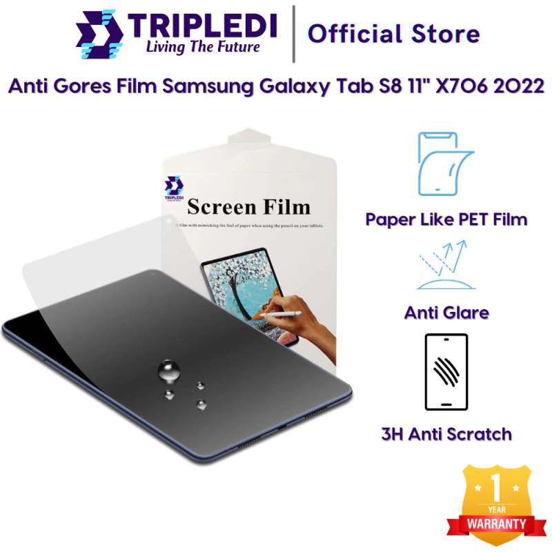 TRIPLEDI Matte Paper-Like PET Anti-Glare Screen Protector for Samsung Galaxy Tab S8 11 with 3H Hardness and Anti-Fingerprint, Ideal for Drawing and Writing