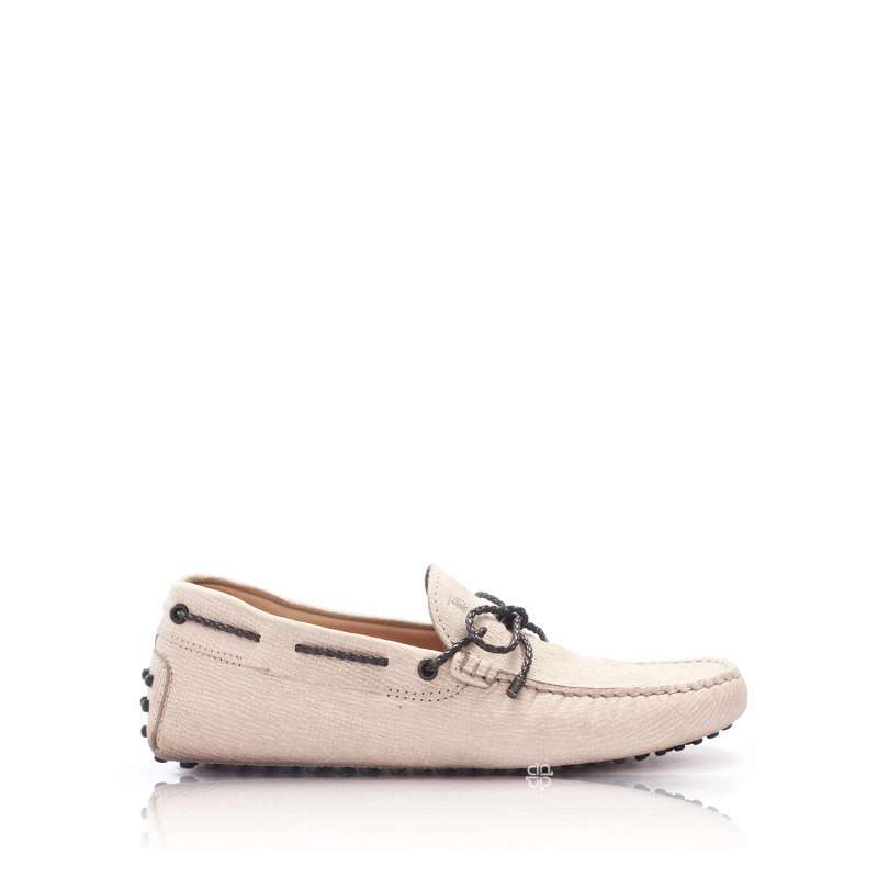 TOD S Men City Gommino Driving Shoes Cream Leather Loafers Size 39