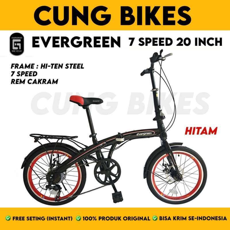 Jual Sepeda Lipat Anak Evergreen ukuran 20 warna Pink List Putih