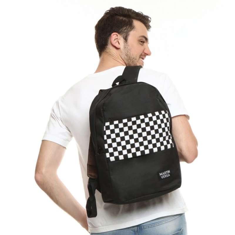 Tas Ransel Vans Realm Backpack Black White Checkerboard Promo