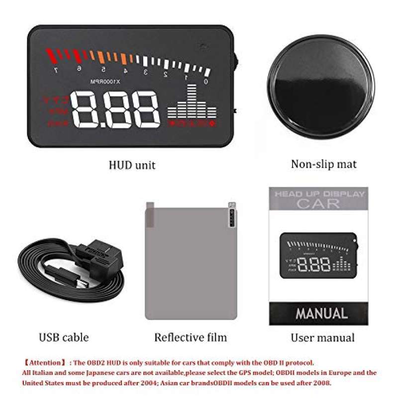KIMISS 3.5 inches Head Up Display for Car,X5 HUD Universal HUD Head Up Display ODB2 system with Alarm Warning 