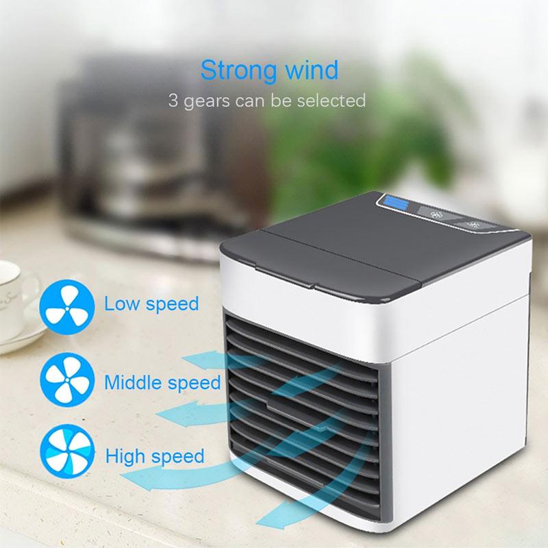 Air Cooler Desk Fan Cooling 3 Speeds 7 Colors LED Lights for Home Room Office 4 in 1 Small Personal USB Air Conditioner Mini Air Purifier Humidifier Zomiee Portable Air Cooler Fan