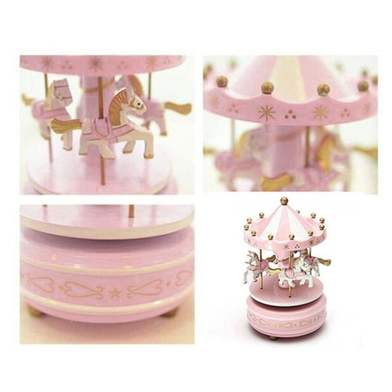 Jual H Ikea Creative Wooden Carousel Music Box Lovely Rotating 4 Horse Decorative Toy For Birthday Anniversary Gift Pink Online September 2020 Blibli Com