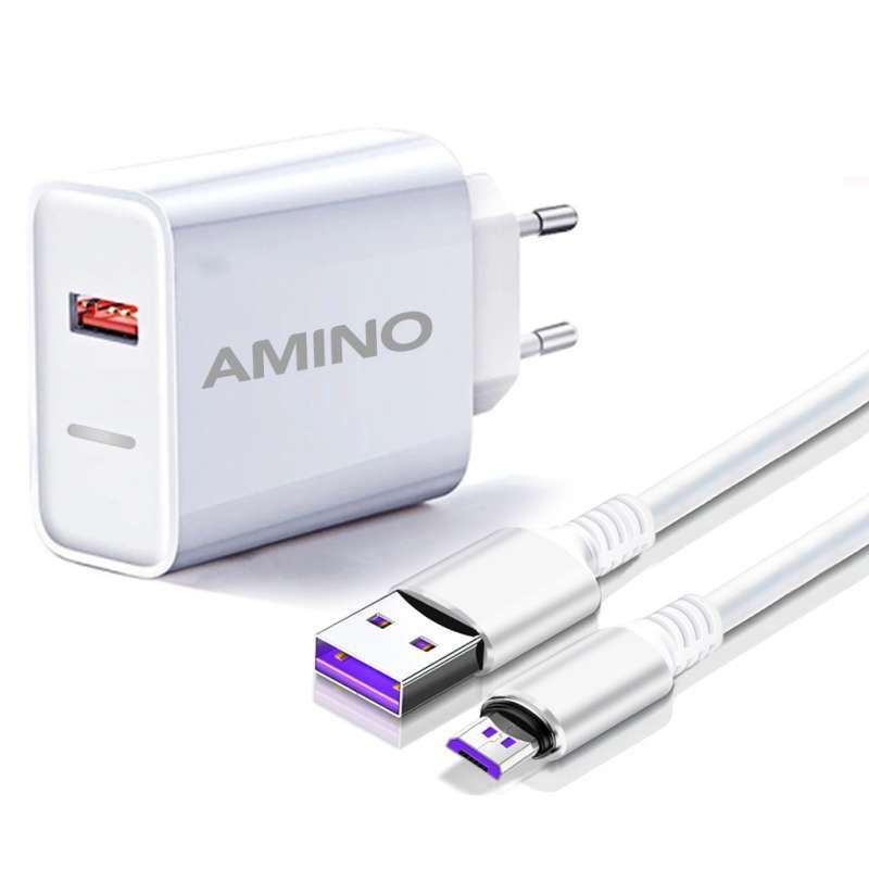 Promo Amino 3a 18w Qualcomm Fast Charger 4a Type C USB Kabel