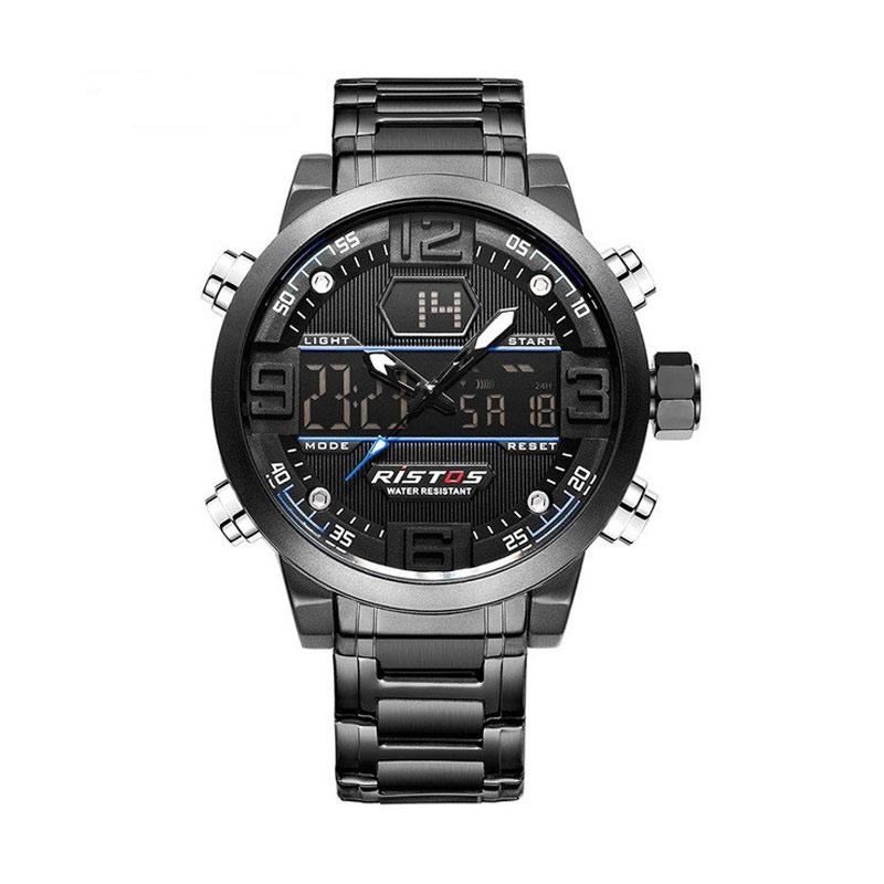 Jual Ristos Rantai Double Jam Tangan Pria Black 9338 Online Juli 2020 Blibli Com